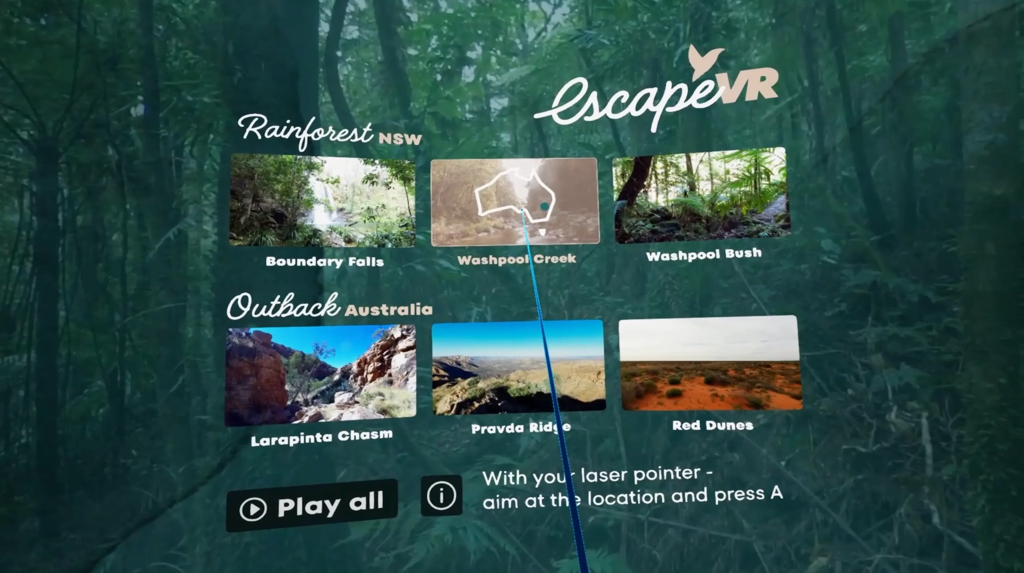 EscapeVR Main Menu Screen